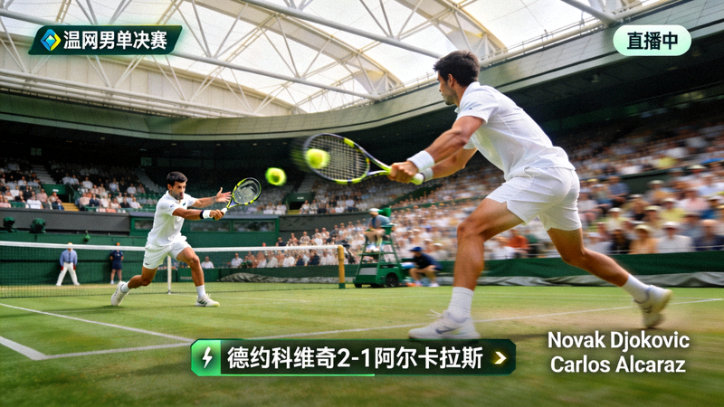 温网男单决赛德约科维奇与阿尔卡拉斯对决直播画面